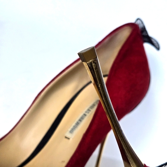 NICHOLAS KIRKWOOD Red Suede Animal Print Pumps Size 40 Very Good Condition - Picture 6 of 8